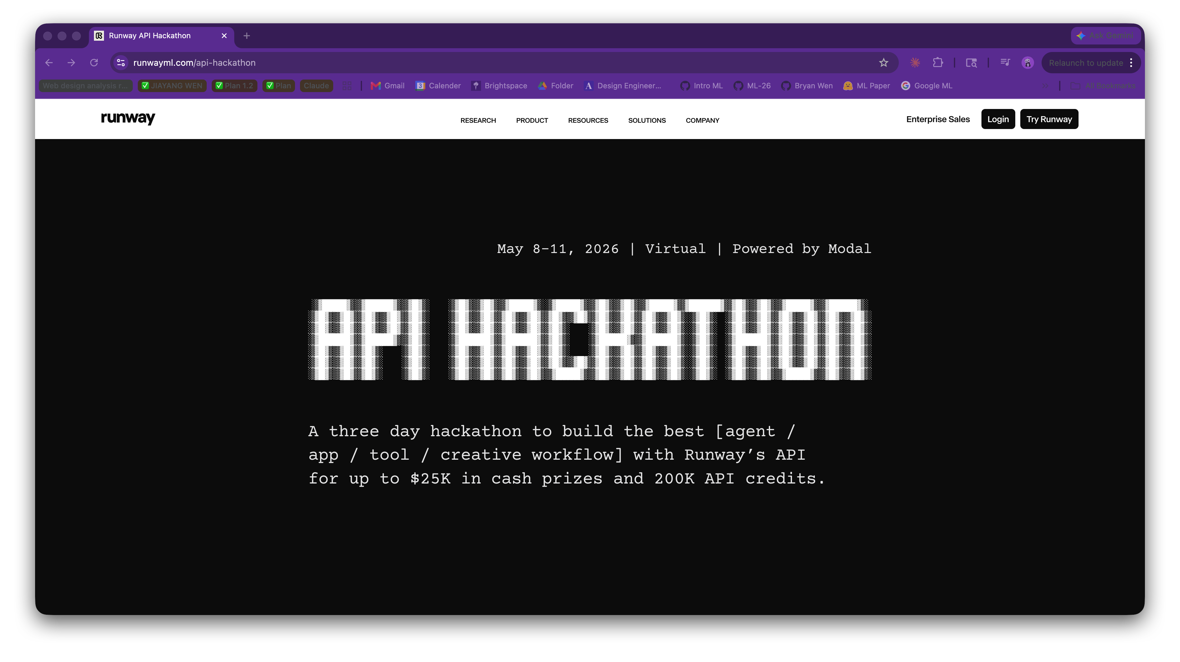 Runway API Hackathon event page